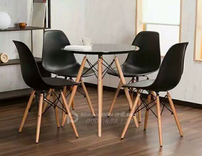 Bộ bàn ghế tiếp khách văn phòng, bàn ghế quán cafe màu đen SBG2450