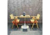 Image of Bộ bàn ghế quán cafe trà sữa nhà hàng gỗ cao su chân sắt ghế gỗ 247