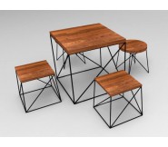 Bộ bàn ghế cafe gỗ sắt  BQ1004