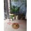 Bàn tròn decor mica viền mạ vàng chân sơn màu đồng BS50
