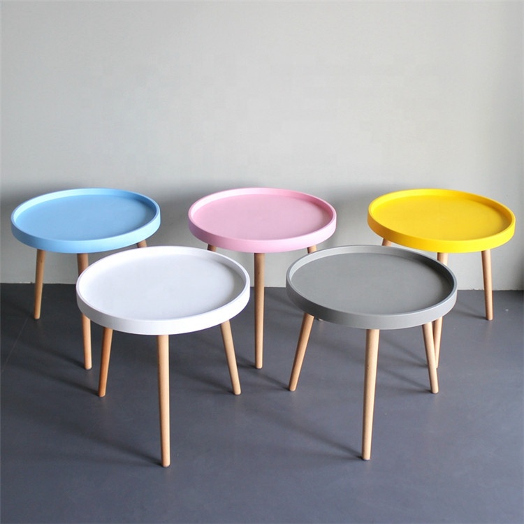 bàn tròn sofa chân gỗ đường kính 55cm BLM7