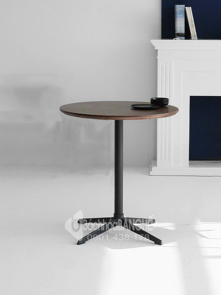 Bàn tròn cafe decor tiếp khách mặt gỗ MDF phủ veneer màu nâu BM06