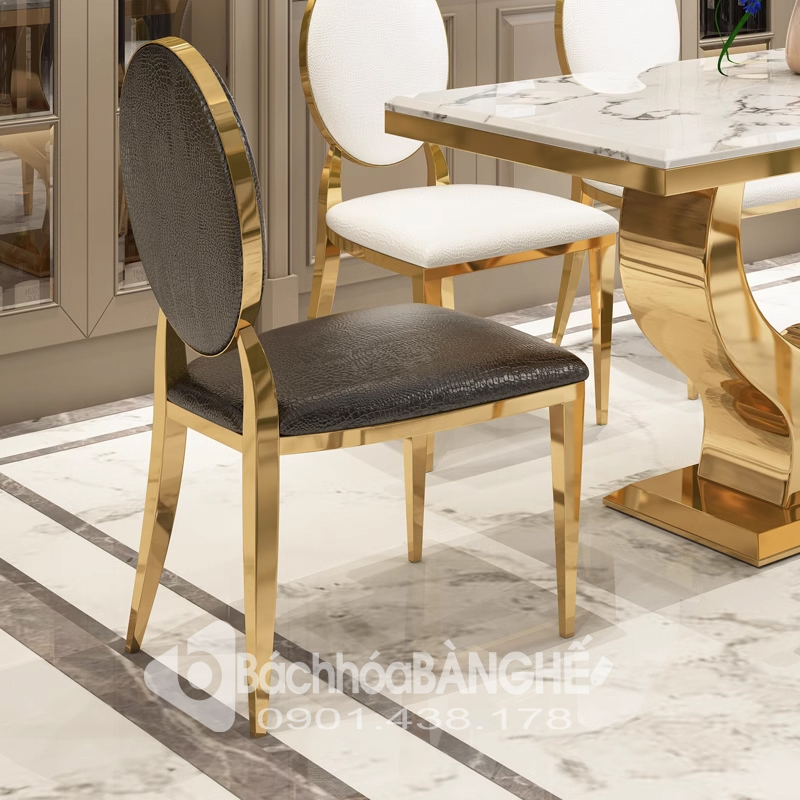 Ghế ăn tân cổ điển, ghế nhà hàng tiệc cưới mạ vàng sang trọng GLM161